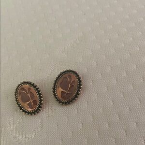 Unlisted Gold and Brown Oval Earrings